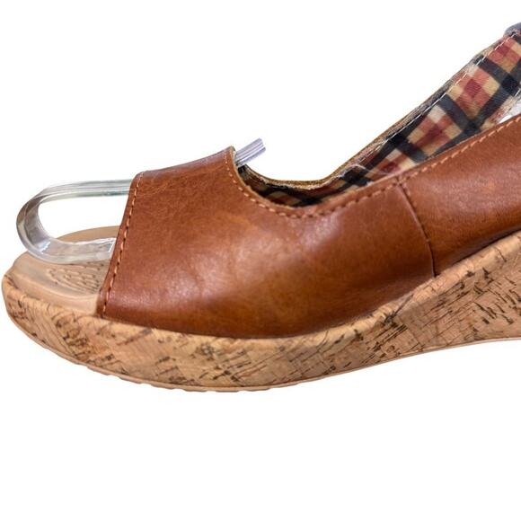 Crocs A-Leigh Leather Brown Cork Wedge Slingback Open Toe Sandals Shoes sz 7 - Picture 5 of 16